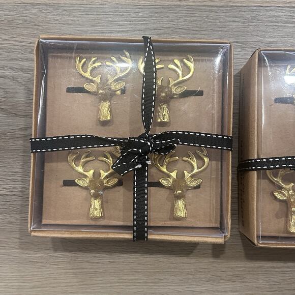 Christmas Holiday NIB Deer Napkin Rings 2 Sets of 4 (8 Total) Kitchen Decor - Picture 4 of 6
